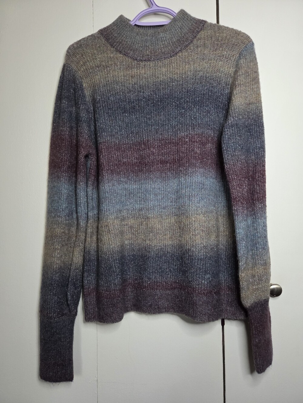 belldini Women's XL Multicolor Stripes Turtleneck Comfort Fit Knit Sweater